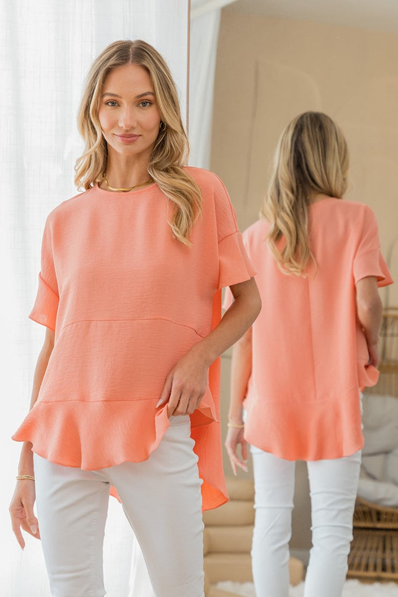 Sew In Love Round Neck Ruffled Top Trandify deal