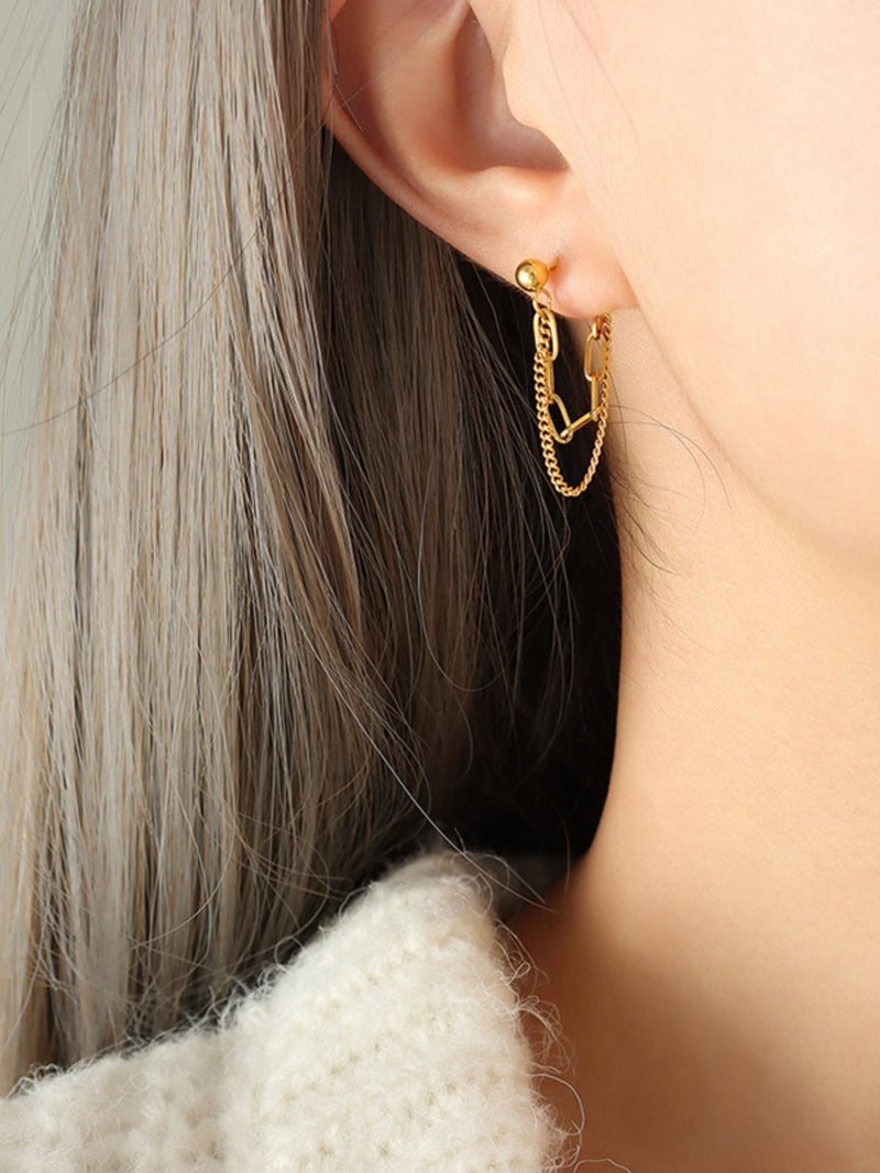 Titanium Steel Double Chain Earrings Trandify Deal