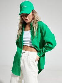 Textured Collared Neck Long Sleeve Shirt Trandify deal