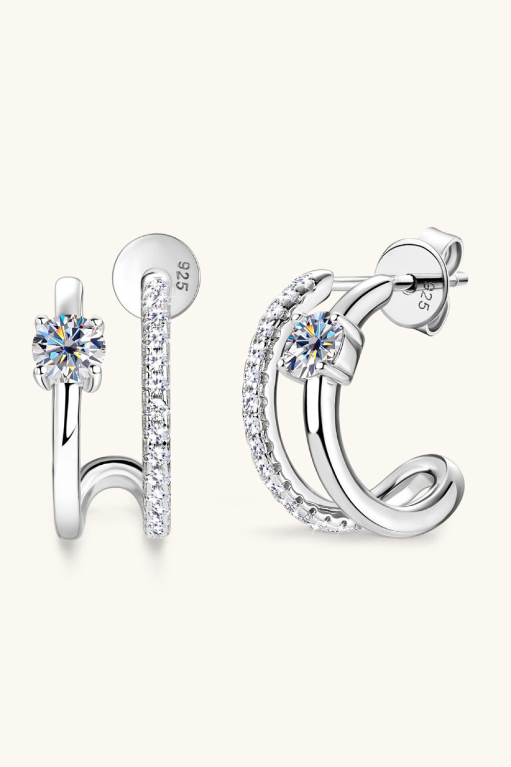 Moissanite 925 Sterling Silver C-Hoop Earrings Trandify Deal