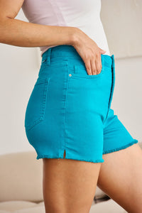 RFM Tummy Control High Waist Raw Hem Denim Shorts Trandify deal