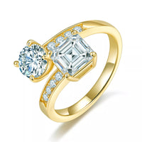 3 Carat Moissanite Ring Sterling Silver 18K Gold Plated