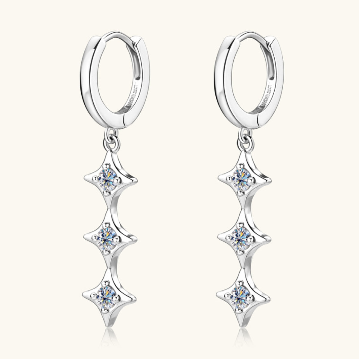 Moissanite 925 Sterling Silver Geometric Shape Earrings Trandify Deal