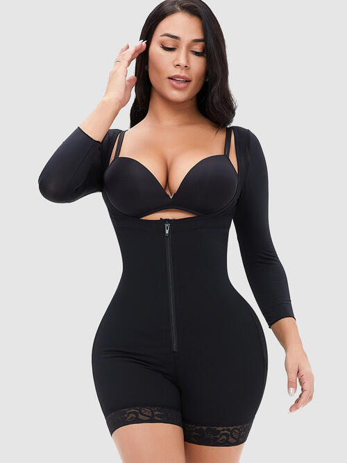 Full Zip Up Lace Detail Long Sleeve Shapewear for Women – TrandifyDeal