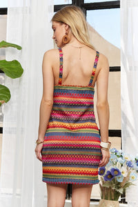 ADORA Contrast Striped V-Neck Mini Dress Trandify deal