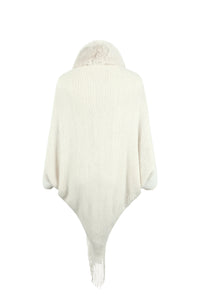 Striped Fringe Detail Long Sleeve Poncho Trandify deal