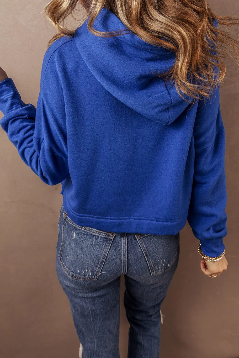 Drawstring Long Sleeve Hoodie Trandify Deal