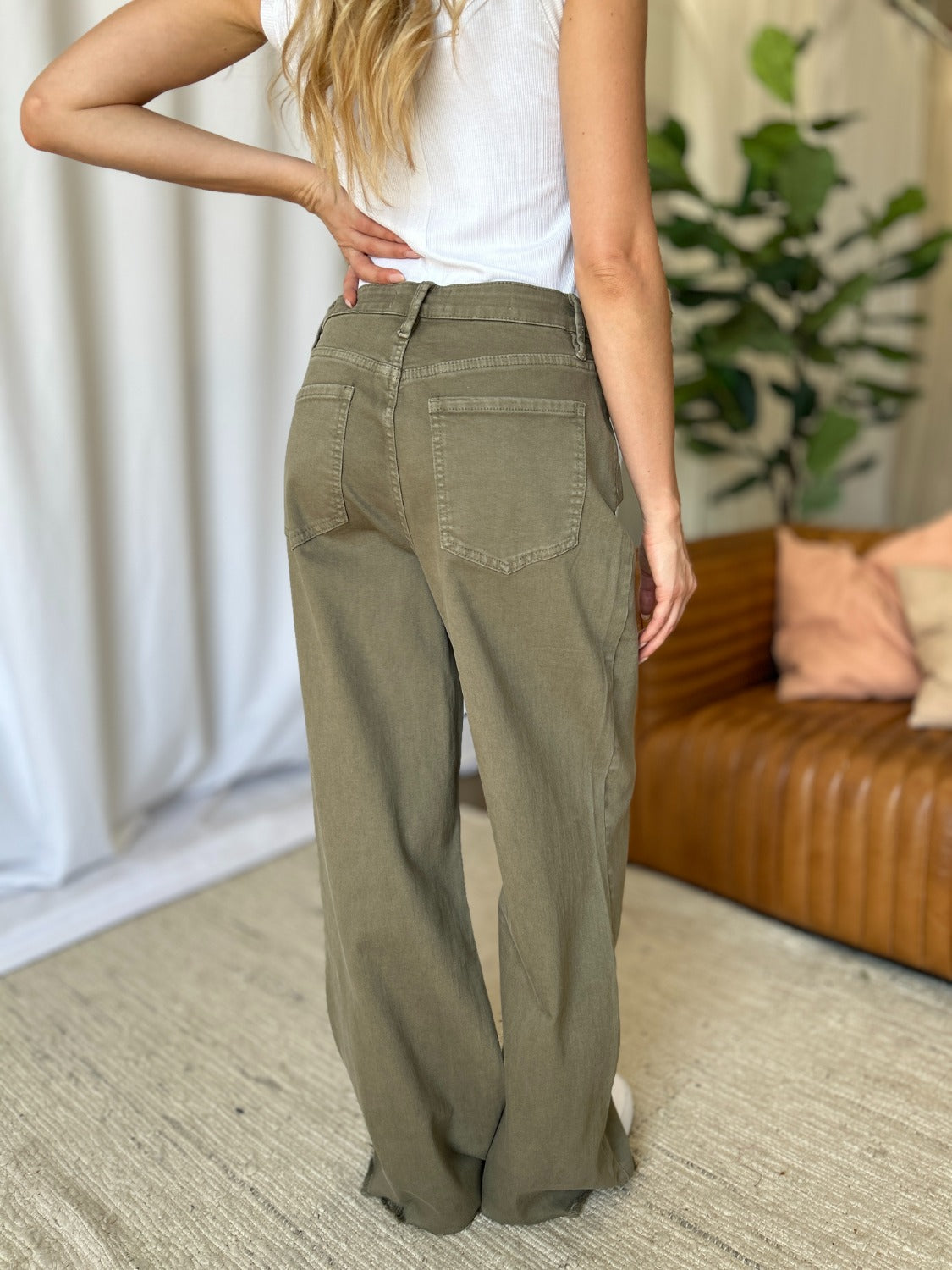 RFM Full Size High Rise Garment Dye Wide Leg  Jeans Trandify Deal