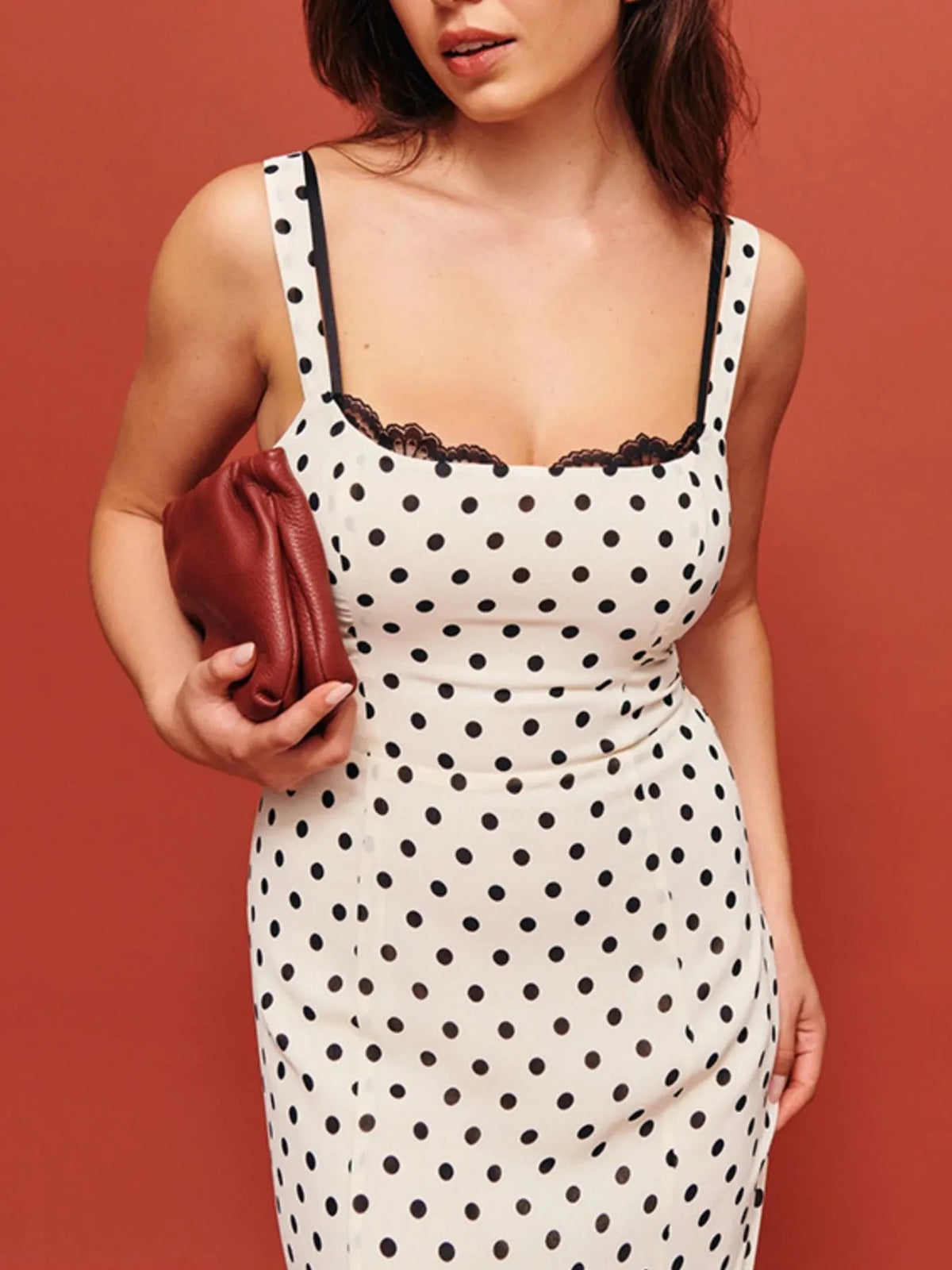 Polka Dot Sweetheart Neckline Maxi Dress for Women – Flowy Summer Party Dress