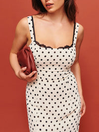 Polka Dot Sweetheart Neckline Maxi Dress for Women – Flowy Summer Party Dress