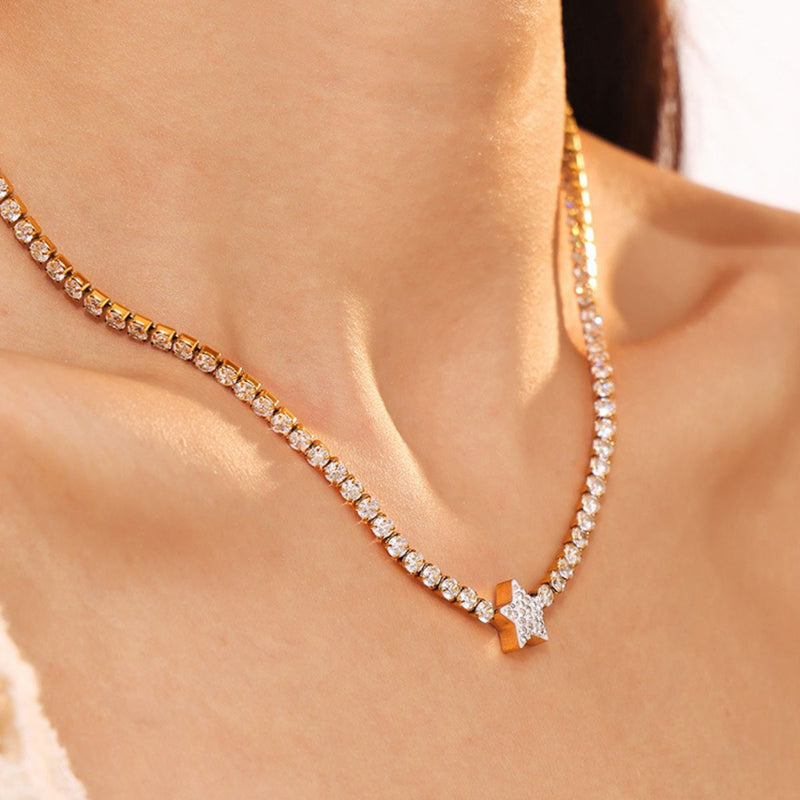 Titanium Steel Zircon Star Necklace Trandify Deal