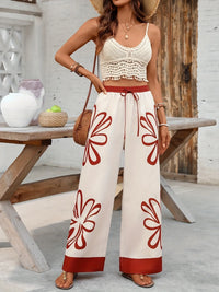 Boho Floral Print Wide Leg Pants for Women – Summer Beach Palazzo Lounge Pants