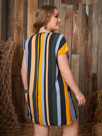Plus Size Striped Short Sleeve Mini Dress Trandify deal