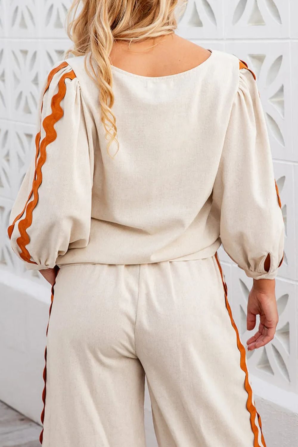 Round Neck Long Sleeve Top and Drawstring Pants Set Trandify Deal