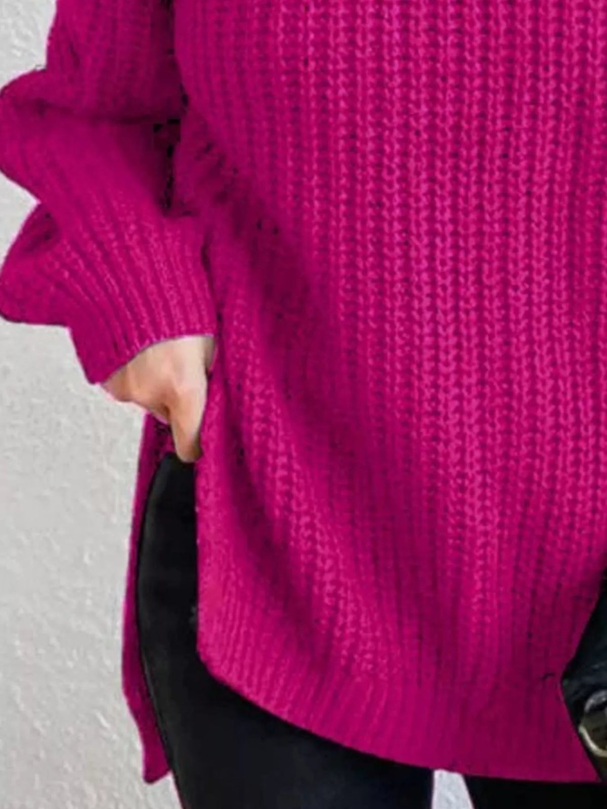 Plus Size Turtleneck Sweater - Ribbed Long Sleeve Top