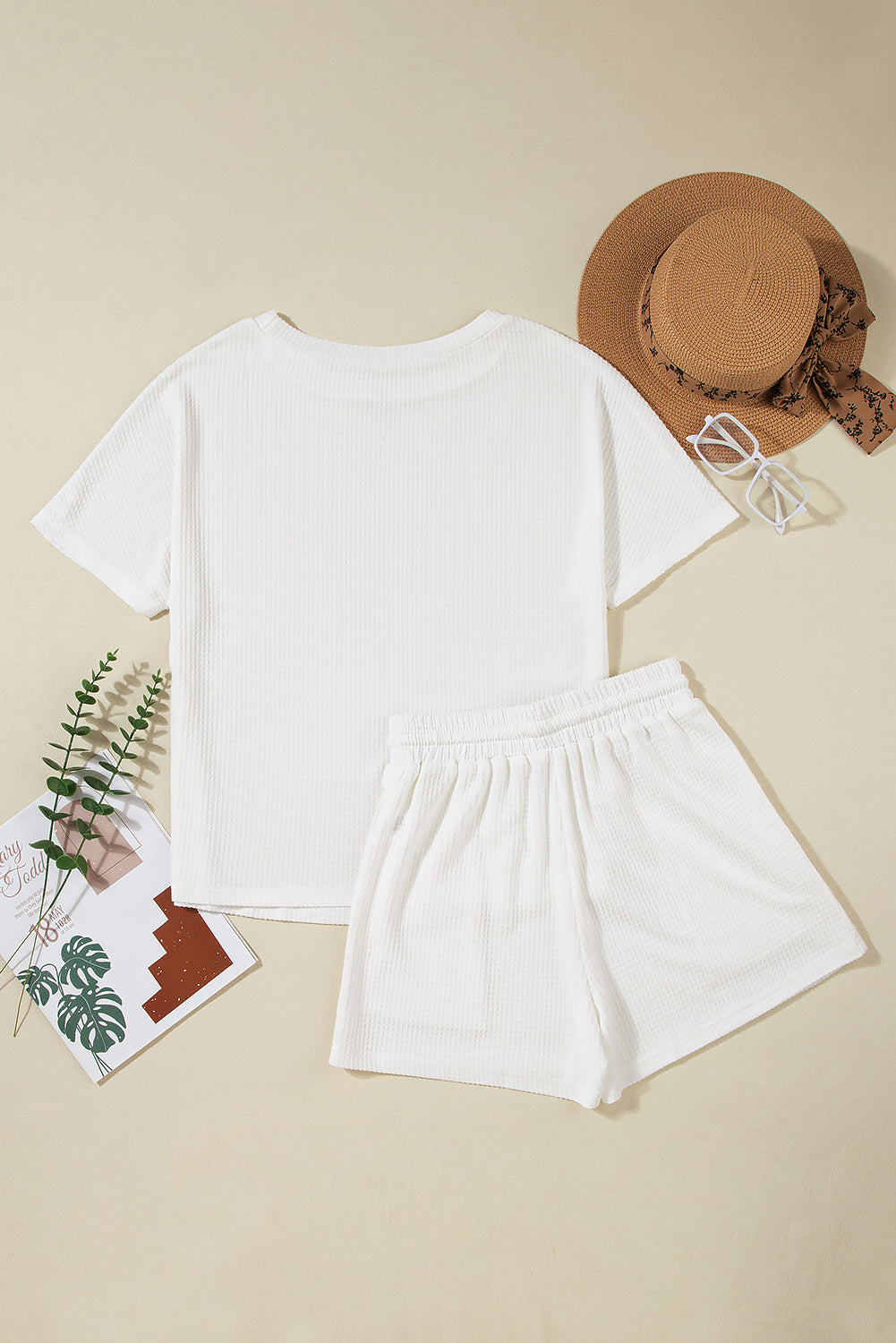 Round Neck Short Sleeve Top and Drawstring Shorts Set Trandify deal