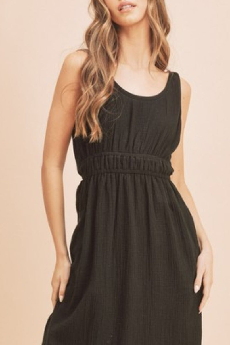 Aemi + Co Black Side Slit Tank Dress for Women | Trendy Sleeveless Dress | USA Fashion