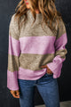 Color Block Round Neck Long Sleeve Sweater Trandify Deal
