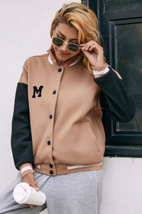 Ivy Lane Contrast Baseball Collar Snap Down Jacket Trandify Deal