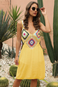 Geometric V-Neck Spaghetti Strap Cover Up Dress Trandify deal