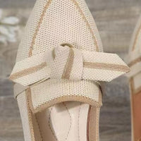 Bow Contrast Trim Point Toe Loafers - Trandify Deal