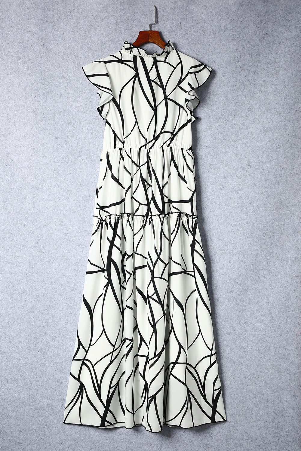 Ruffled Printed Surplice Cap Sleeve Dress Trandify deal