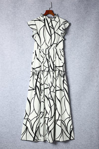 Ruffled Printed Surplice Cap Sleeve Dress Trandify deal