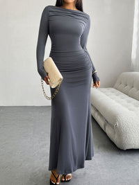 Devine Ruched Long Sleeve Maxi Dress Trandify Deal