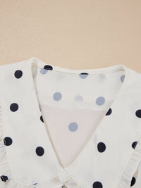 Polka dot collared puff sleeve peplum top for women – trendy vintage blouse – TrandifyDeal