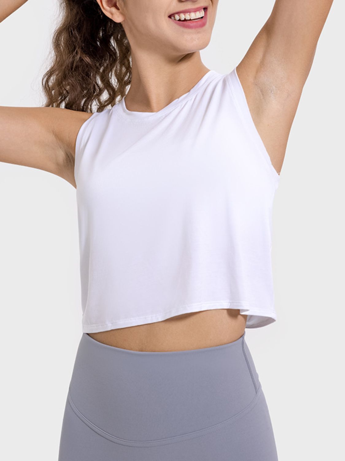 Millennia Drawstring Cutout Round Neck Active Tank Trandify deal