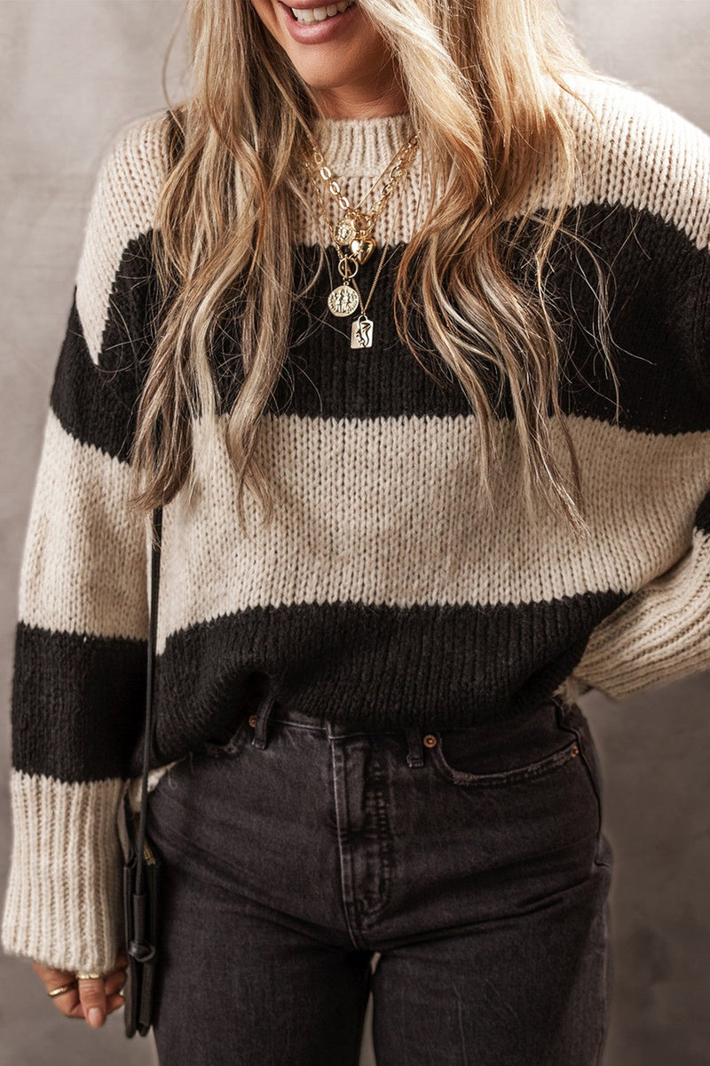 Color Block Round Neck Sweater Trandify Deal