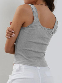 Lace Detail Square Neck Tank Trandify deal