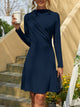 FAM-FAM Ruched Mock Neck Long Sleeve Dress Trandify Deal
