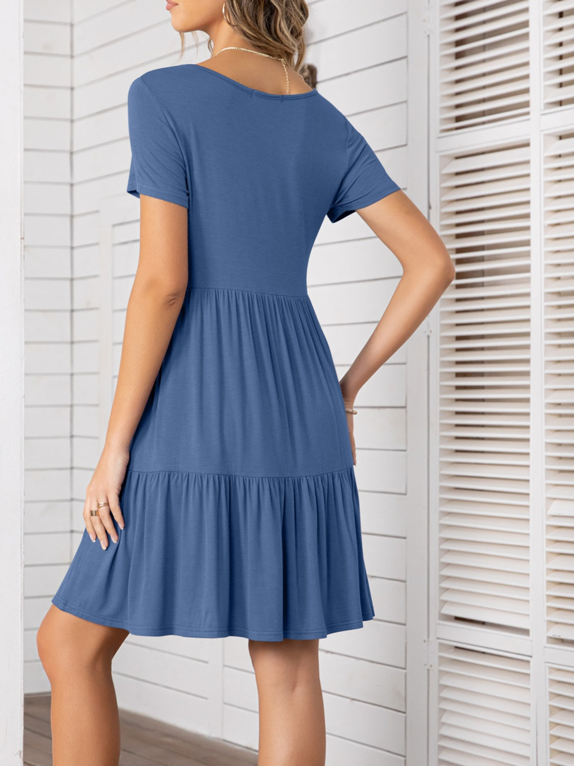 Round Neck Short Sleeve Mini Tee Dress Trandify deal