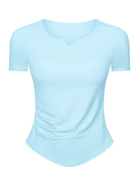 Notched Short Sleeve Active T-Shirt Trandify Deal