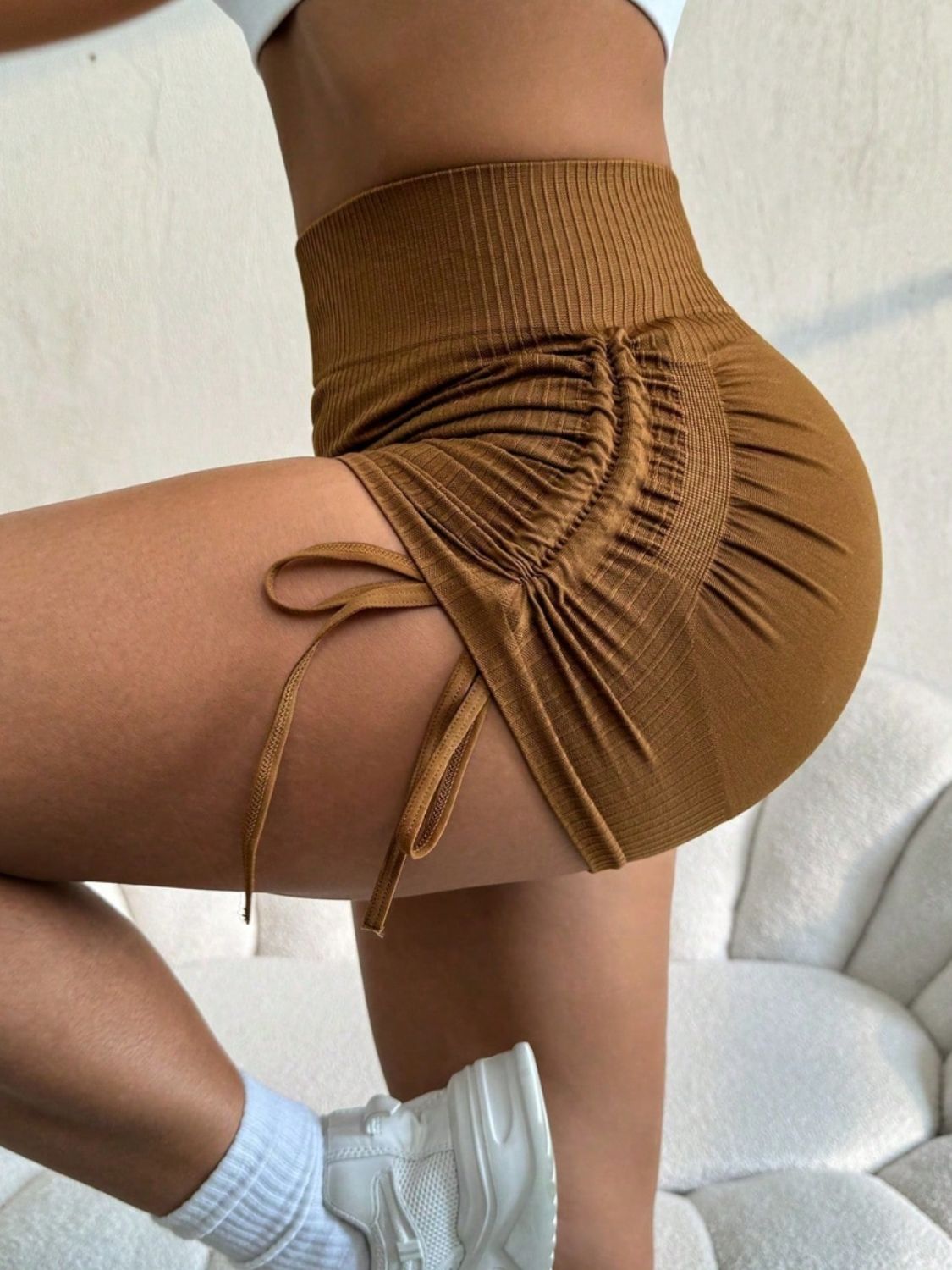 Drawstring High Waist Active Shorts Trandify Deal