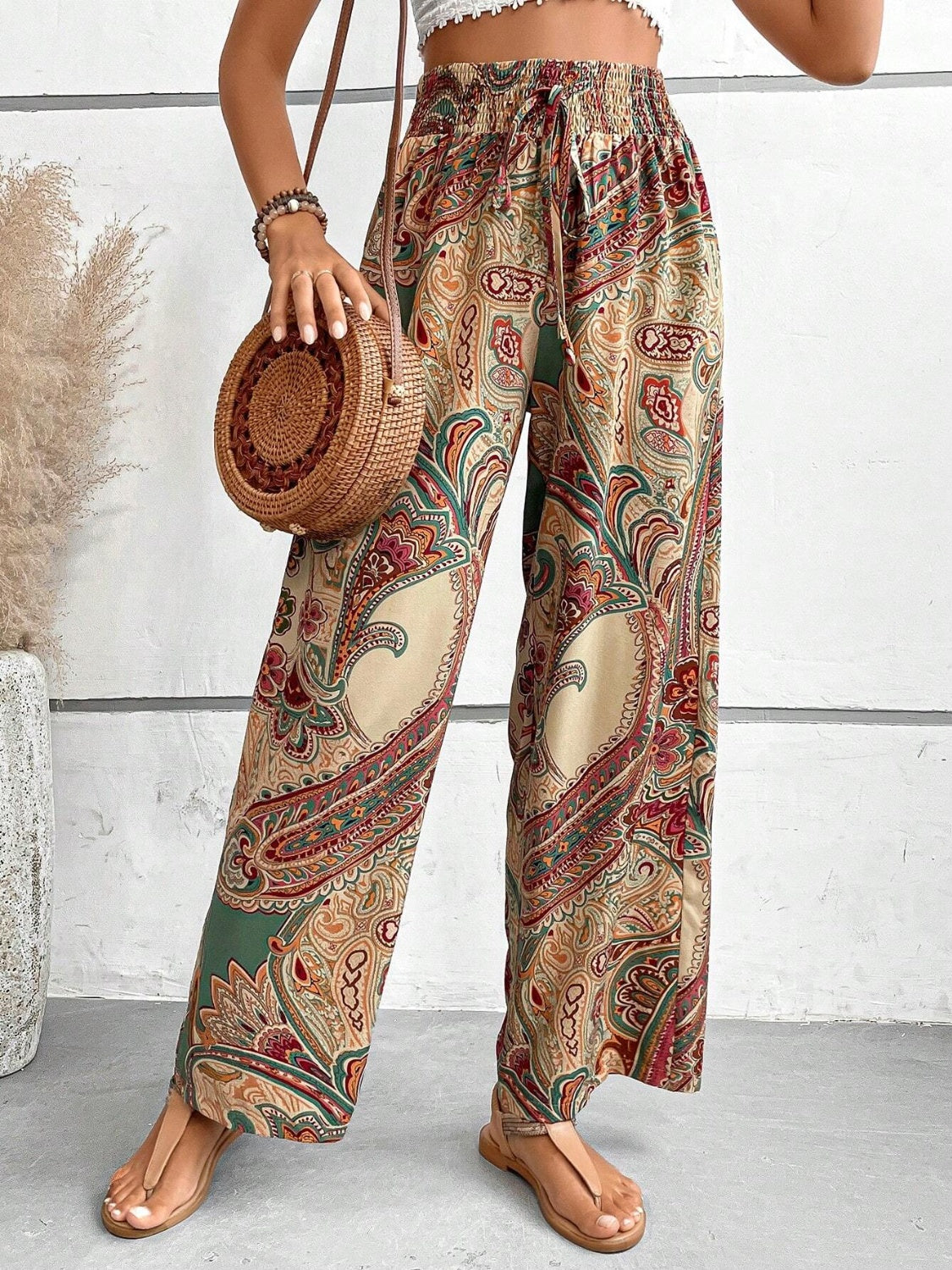 Printed Wide Leg Pants Trandify deal