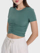 Millennia Ruched Round Neck Short Sleeve Active T-Shirt Trandify deal