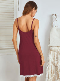 Lace Detail V-Neck Lounge Dress Trandify Deal