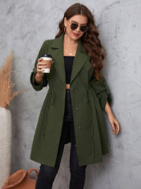 Plus Size Lapel Collar Roll-Tab Sleeve Trench Coat Trandify deal