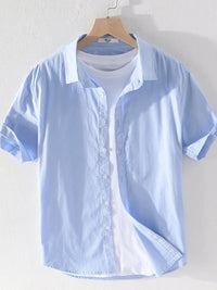Breathable Plus Size Men’s Shirt – Lightweight Short Sleeve Button-Up – Office & Vacation Style