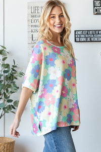 HOPELY Floral Waffle Oversized T-Shirt Trandify deal