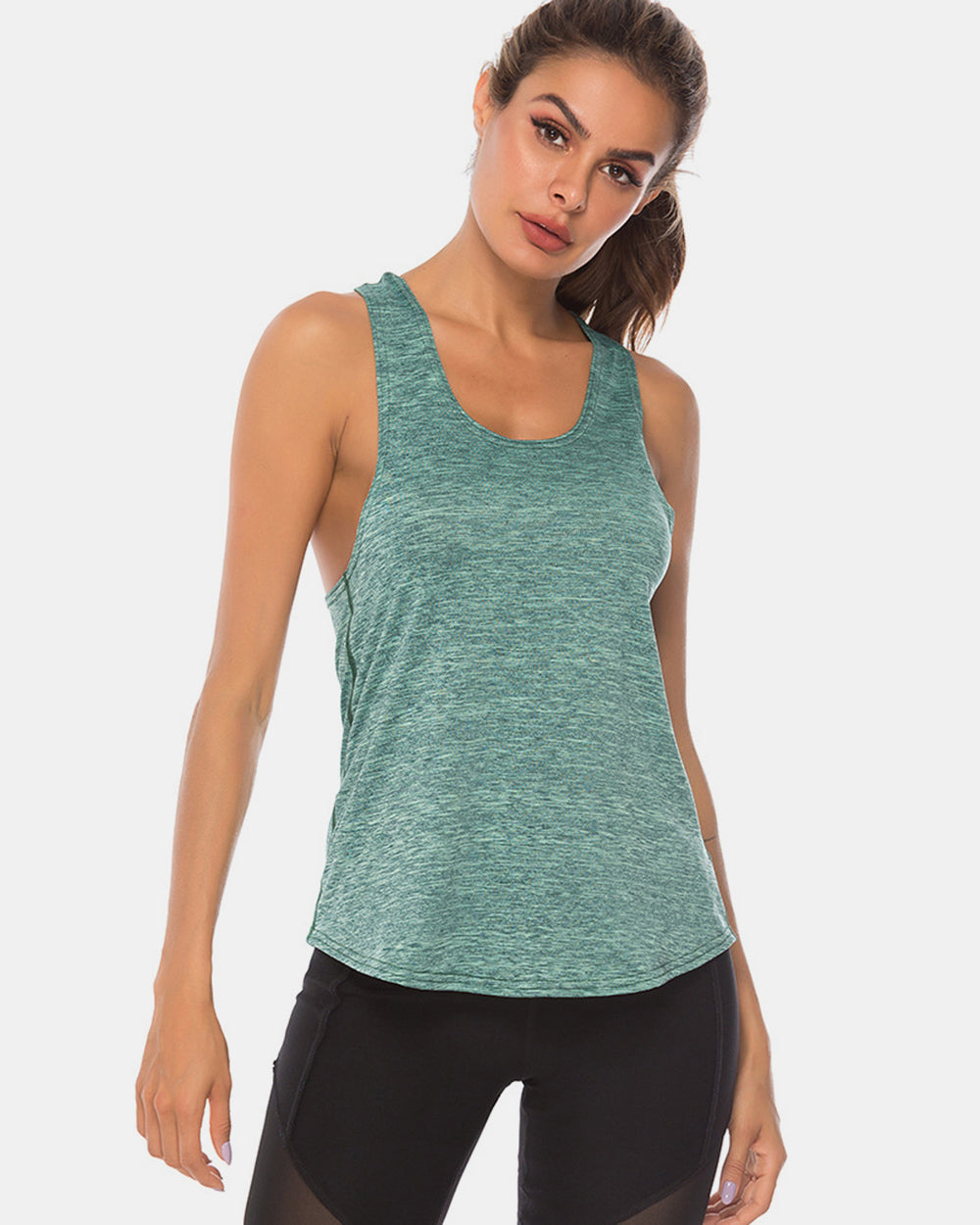 Full Size Scoop Neck Wide Strap Active Tank Trandify deal