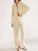 Collared Neck Long Sleeve Top and Drawstring Pants Set Trandify Deal