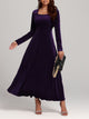 Square Neck Long Sleeve Velvet Dress Trandify Deal
