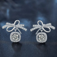 0.5ct Moissanite Bowknot Drop Earrings in Sterling Silver