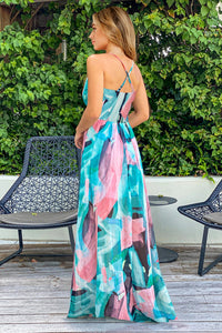 Crisscross Printed Surplice Cami Dress - Trandify Deal