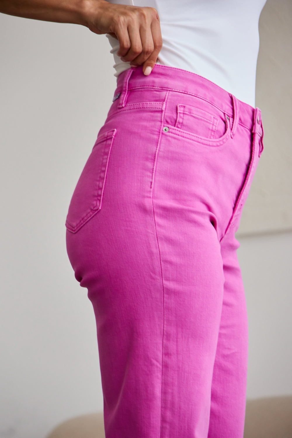 RFM Full Size Tummy Control High Waist Raw Hem Jeans Trandify deal