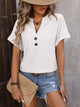 Mandy Eyelet Notched Short Sleeve T-Shirt Trandify deal
