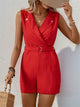 Stylish Women’s Lapel Collar Sleeveless Romper in Black – Trendy Outfit